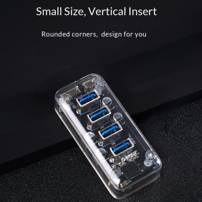 ORICO F4U 4 x USB 3.0-Anschlüsse, 5 Gbit/s, schnelle Übertragung, Desktop-HUB mit blauer LED-Anzeige, 4 Ports – Bild 10