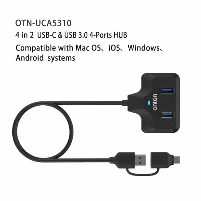 Onten OTN-UCA2310 4 in 2 USB-C / Typ-C + USB3.0 4-Ports HUB-Dockingstation – Bild 4