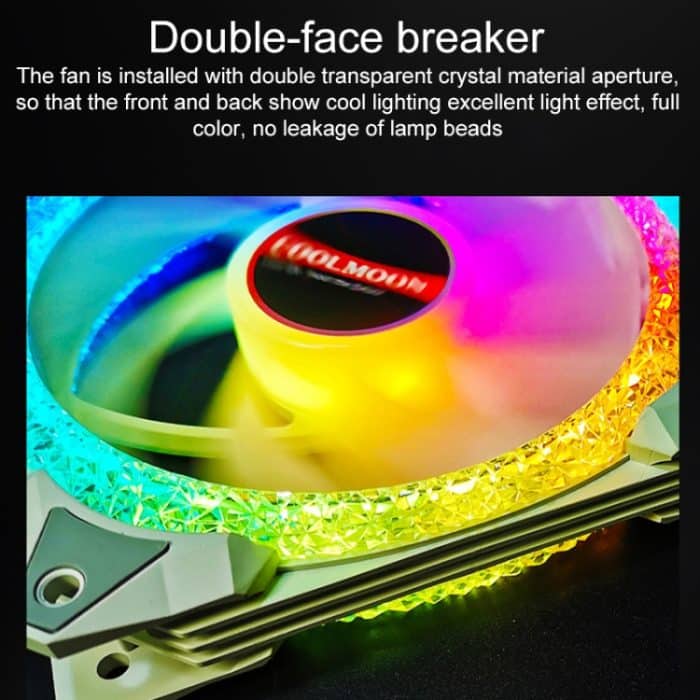 COOLMOON AS2 PWM-gesteuerter Lüfter, 12 cm Dual-Apertur-Computer-Wasserkühlung, ARGB-Gehäuselüfter, CM-AS2 – Bild 5