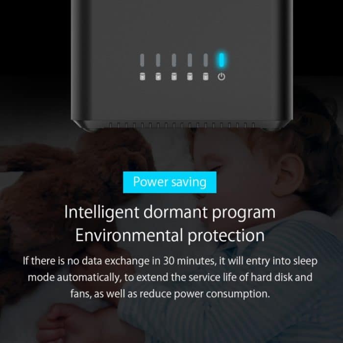 ORICO DS500C3 3,5-Zoll-5-Bay-Magnet-USB-C / Typ-C-Festplattengehäuse mit blauer LED-Anzeige – Bild 9