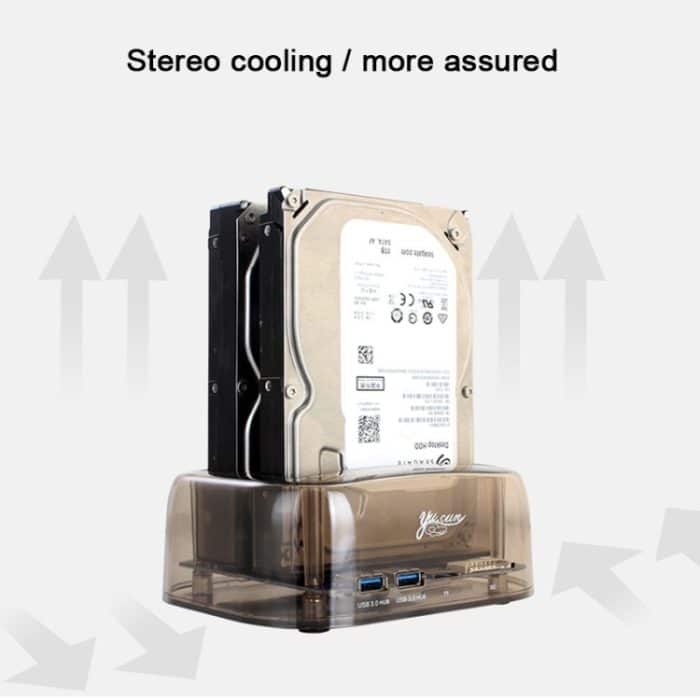 2,5 / 3,5-Zoll-USB3.0-Dual-SATA-Festplattengehäuse mit HUB- und OTB-Funktion, maximale Unterstützungskapazität: 16 TB – Bild 11