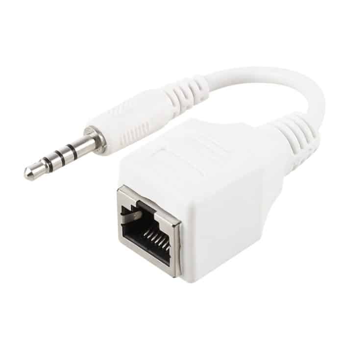 CAT5 RJ45-Buchse mit 3,5 mm 4-poligem Stecker Audio-Ethernet-LAN-Netzwerkadapter, Gesamtlänge: ca. 13 cm – Bild 1