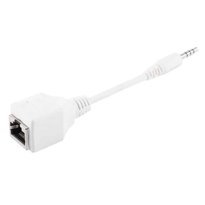CAT5 RJ45-Buchse mit 3,5 mm 4-poligem Stecker Audio-Ethernet-LAN-Netzwerkadapter, Gesamtlänge: ca. 13 cm – Bild 2