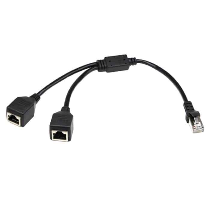 LAN-Ethernet-Netzwerk mit 1 bis 2 Buchsen CAT5 RJ45-Stecker-Splitter-Adapter, Kabellänge: 25 cm – Bild 1