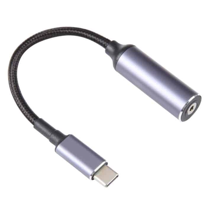 USB-C/Typ-C-Stecker auf 2,5 x 0,7 mm weibliches, geflochtenes Nylon-Adapterkabel – Bild 2