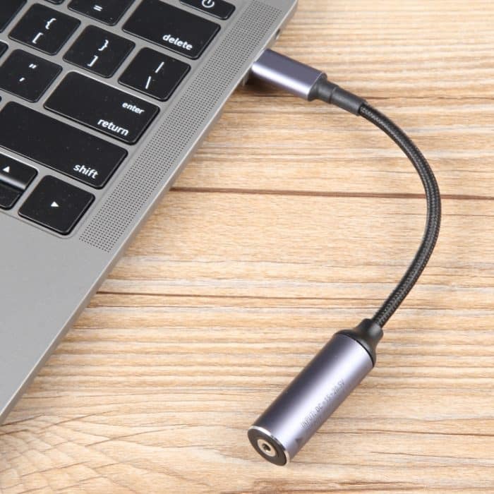 USB-C/Typ-C-Stecker auf 2,5 x 0,7 mm weibliches, geflochtenes Nylon-Adapterkabel – Bild 6