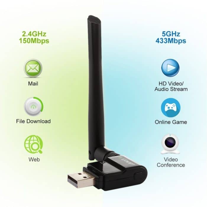 EDUP EP-AC1635 600 Mbit/s Dualband Wireless 11AC USB-Ethernet-Adapter 2 dBi Antenne für Laptop/PC, EP-AC1635 – Bild 7