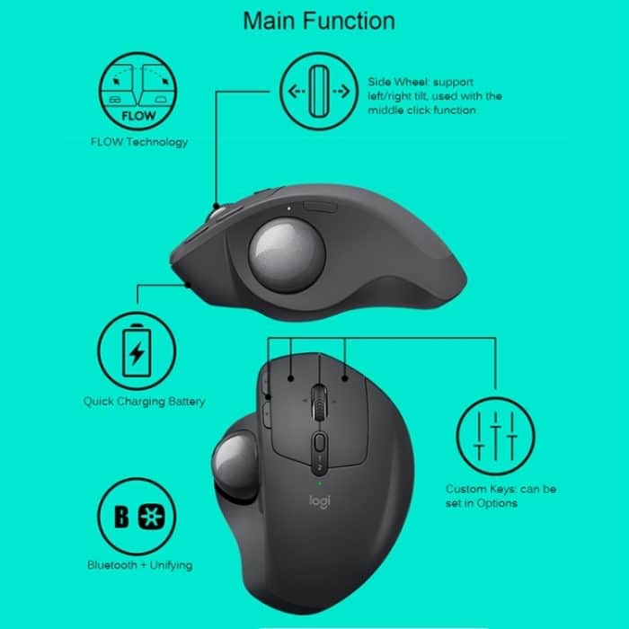 Logitech MX ERGO 440DPI Bluetooth + Unifying Dual-Mode Wireless Trackball Optische Maus, MX ERGO – Bild 11