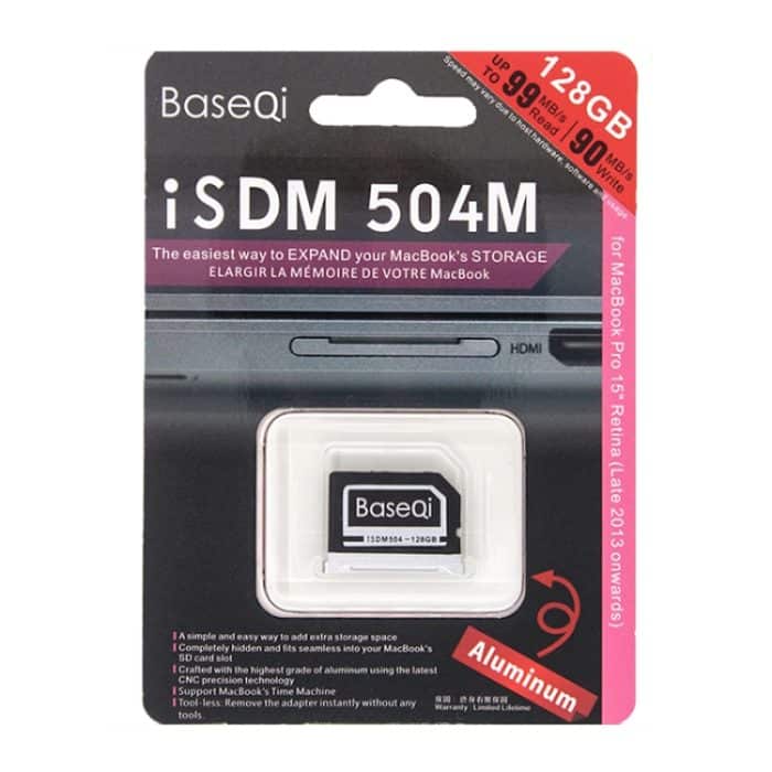 BASEQI 504MSV 128 GB Micro SD (TF) -Speicherkarte aus Aluminiumlegierung für Macbook Pro Retina 15-Zoll-Laptops (Ende 2013 - danach) – Bild 4
