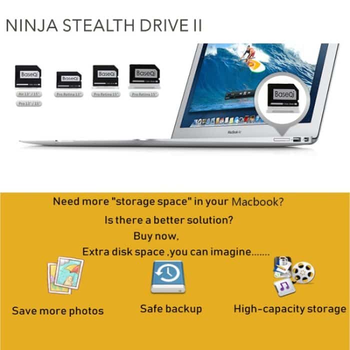 BASEQI 303ASV Versteckte SD-Kartenhülle aus Aluminiumlegierung für Macbook Pro Retina 13,3-Zoll-Laptops – Bild 5