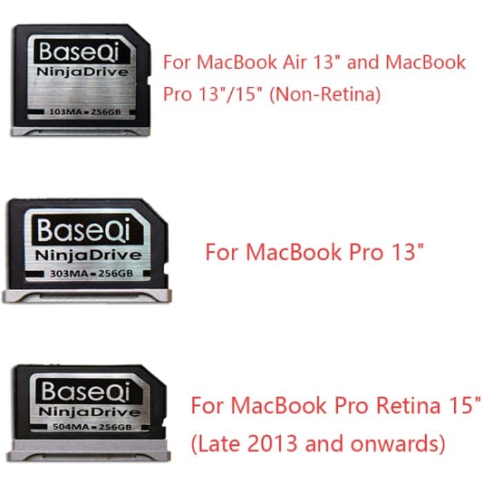 BASEQI 303MA 256 GB Micro SD (TF) -Speicherkarte aus Aluminiumlegierung für Macbook Pro Retina 13,3-Zoll-Laptops – Bild 3