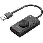 ORICO SC2 Multifunktionale externe USB-Soundkarte ohne Treiber mit 2 x Headset-Anschlüssen und 1 x Mikrofon-Anschluss und Lautstärkeregelung, ORICO SC2