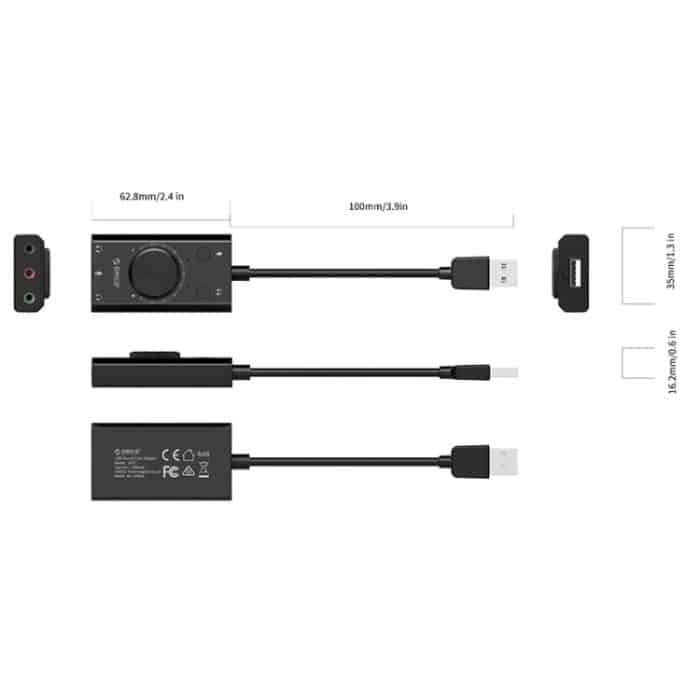 ORICO SC2 Multifunktionale externe USB-Soundkarte ohne Treiber mit 2 x Headset-Anschlüssen und 1 x Mikrofon-Anschluss und Lautstärkeregelung, ORICO SC2 – Bild 5