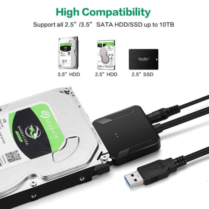 Professioneller SATA-zu-USB 3.0-Kabeladapter 2,5 / 3,5-Zoll-SSD-Festplatten-Erweiterungsanschluss – Bild 3