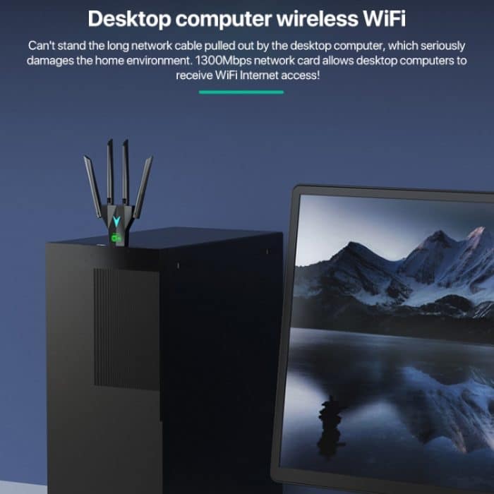 1300Mbps 5G Drahtlose Netzwerkkarte Gigabit Dual Band Treiberloser USB WiFi Empfänger – Bild 7