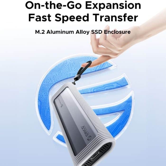 ORICO AXM2-G2-V1-GY-BP M.2 NVMe SSD-Gehäuse mit Silikon-Schutzhülle und Typ-C+USB-Hülle – Bild 3