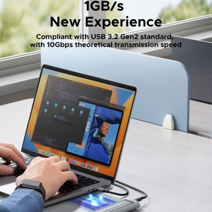 ORICO AXM2-G2-V1-GY-BP M.2 NVMe SSD-Gehäuse mit Silikon-Schutzhülle und Typ-C+USB-Hülle – Bild 4