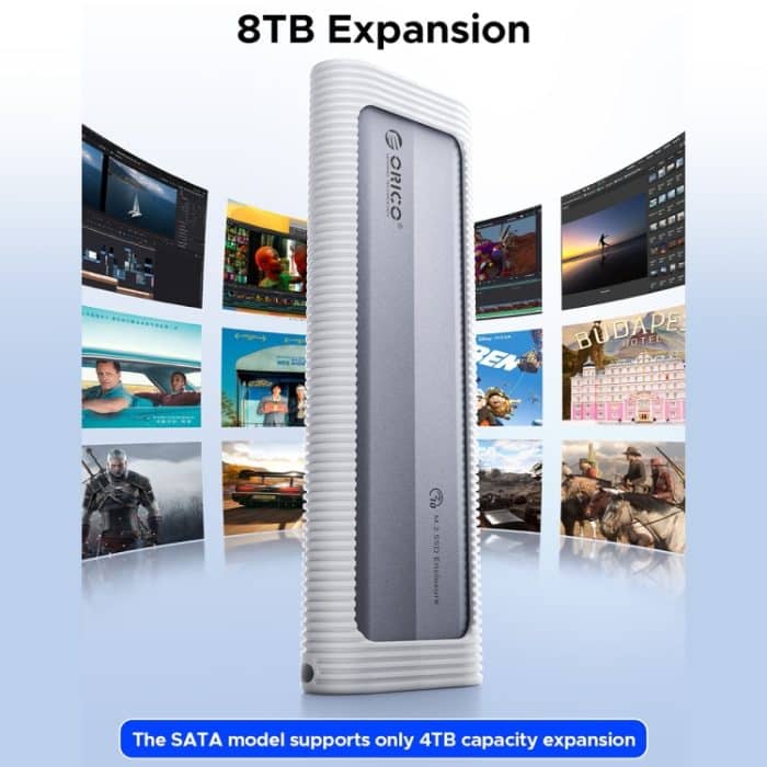 ORICO AXM2-G2-V1-GY-BP M.2 NVMe SSD-Gehäuse mit Silikon-Schutzhülle und Typ-C+USB-Hülle – Bild 7