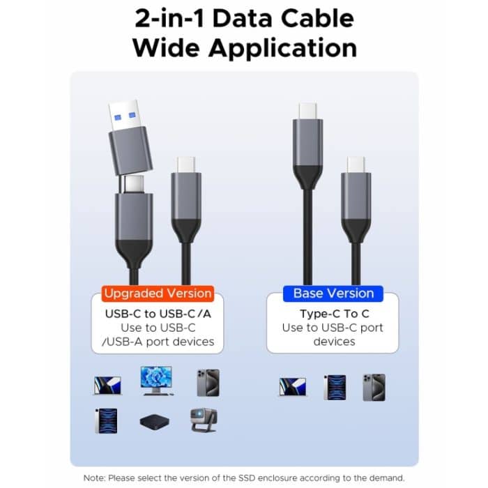 ORICO AXM2-G2-V1-GY-BP M.2 NVMe SSD-Gehäuse mit Silikon-Schutzhülle und Typ-C+USB-Hülle – Bild 8