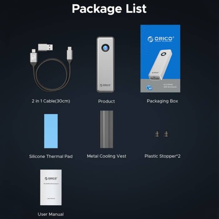 ORICO OUM2-U4-GY-BP 40 Gbit/s M.2 SSD-Gehäuse mit Typ-C+USB-Kabel – Bild 12