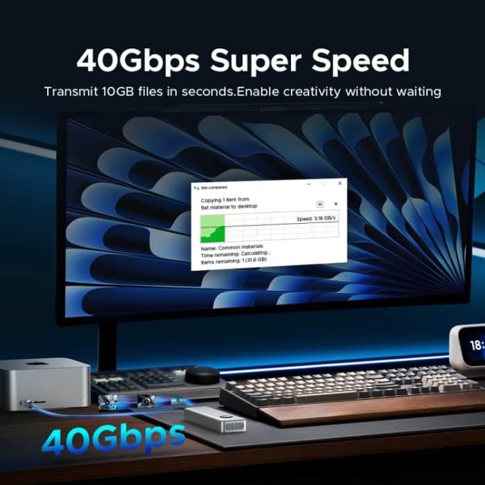 ORICO OUM2-U4-GY-BP 40 Gbit/s M.2 SSD-Gehäuse mit Typ-C+USB-Kabel – Bild 5