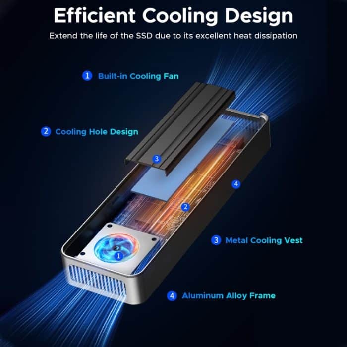 ORICO OUM2-U4-GY-BP 40 Gbit/s M.2 SSD-Gehäuse mit Typ-C+USB-Kabel – Bild 6