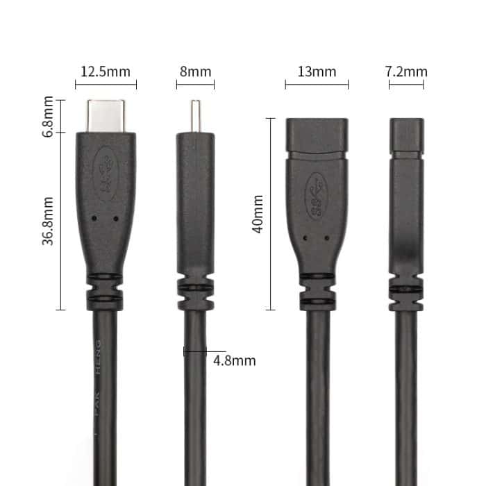 USB 3.1 Typ-C / USB-C-Stecker zum Typ-C / USB-C-Buchsenkabeln, Länge: 1m – Bild 5