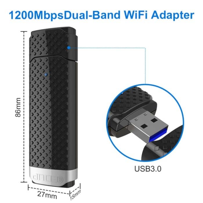 EDUP EP-AC1617 1200 Mbit / s Hochgeschwindigkeits-USB 3.0 WiFi-Adapter Empfänger Ethernet-Adapter – Bild 4