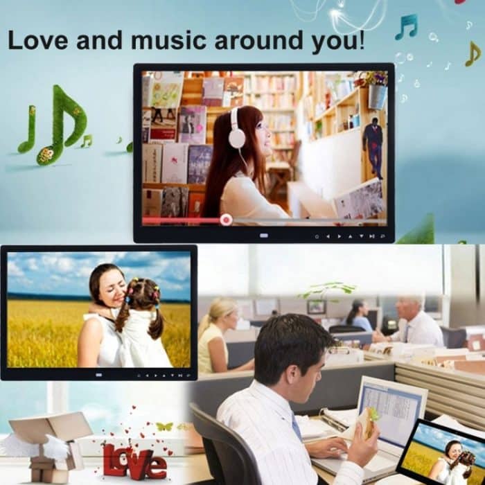 13,0 Zoll LED-Display Digitaler Bilderrahmen mit Halterung/Fernbedienung, Allwinner, unterstützt USB/SD-Karteneingang/OTG, 13.0 inch – Bild 9