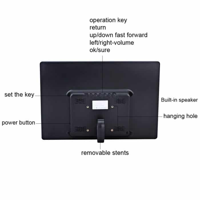 13-Zoll-LED-Display-Digital-Fotorahmen mit Halterung und Fernbedienung, Allwinner F16, unterstützt SD-/MS-/MMC-Karte und USB, 13 inch/F16 – Bild 4