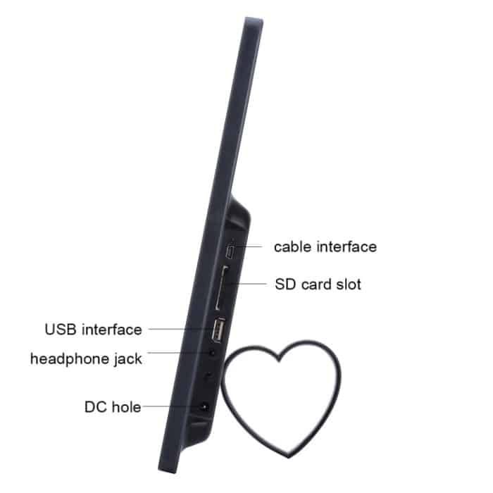 13-Zoll-LED-Display-Digital-Fotorahmen mit Halterung und Fernbedienung, Allwinner F16, unterstützt SD-/MS-/MMC-Karte und USB, 13 inch/F16 – Bild 5