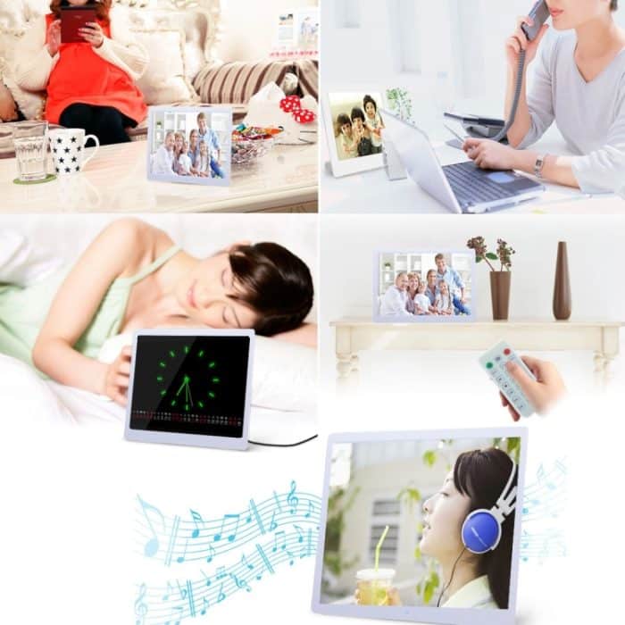 13-Zoll-LED-Display-Digital-Fotorahmen mit Halterung und Fernbedienung, Allwinner F16, unterstützt SD-/MS-/MMC-Karte und USB, 13 inch/F16 – Bild 6