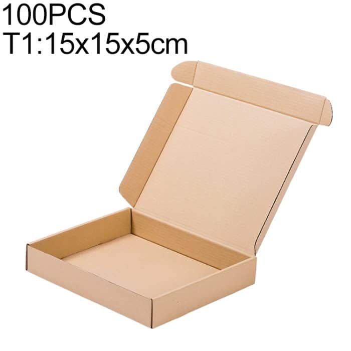 PKG2622.jpg 100 PCS Kraftpapier Versandkarton Verpackungsbox, Größe: T1, 15x15x5cm – Bild 1