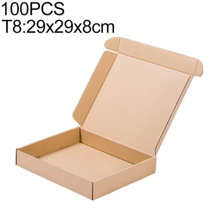 100 PCS Kraftpapier Versandkarton Verpackungskarton, Größe: T8, 29x29x8cm – Bild 1