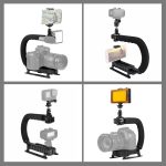 PULUZ U / C-Form Tragbarer Hand-DV-Halterungsstabilisator + LED-Studiobeleuchtungssatz mit Kaltschuh-Stativkopf für alle Spiegelreflexkameras und Heim-DV-Kameras – Bild 6