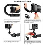PULUZ U/C-Form tragbarer Handheld-DV-Halterungsstabilisator + LED-Studiolicht + Video-Shotgun-Mikrofon-Kit mit Kaltschuh-Stativkopf für alle SLR-Kameras und Heim-DV-Kamera – Bild 8