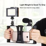 PULUZ 3-in-1-Vlogging-Live-Übertragung, LED-Selfie-Licht, Smartphone-Video-Rig-Kits mit Mikrofon + Kaltschuh-Stativkopf für iPhone, Galaxy, Huawei, Xiaomi, HTC, LG, Google und andere Smartphones, 3-in-1, 3-in-1(Red), 3-in-1(US), 3-in-1(UAE) – Bild 5