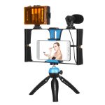 PULUZ 4-in-1-Vlogging-Live-Übertragung, LED-Selfie-Licht, Smartphone-Video-Rig-Kits mit Mikrofon + Stativhalterung + Kaltschuh-Stativkopf für iPhone, Galaxy, Huawei, Xiaomi, HTC, LG, Google und andere Smartphones, 4-in-1(Blue), 4 in 1, 4-in-1(US)... – Bild 2