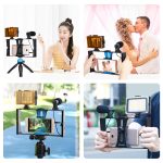 PULUZ 4-in-1-Vlogging-Live-Übertragung, LED-Selfie-Licht, Smartphone-Video-Rig-Kits mit Mikrofon + Stativhalterung + Kaltschuh-Stativkopf für iPhone, Galaxy, Huawei, Xiaomi, HTC, LG, Google und andere Smartphones, 4-in-1(Blue), 4 in 1, 4-in-1(US)... – Bild 11