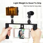 PULUZ 4 in 1 Vlogging Live-Übertragung LED Selfie Light Smartphone Video Rig Griff Stabilisator Aluminium Halterung Kits mit Mikrofon + Stativhalterung + Kaltschuh Stativkopf – Bild 5