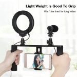 Puluz 4 in 1 vlogging live send 4,6 cm 12 cm ring led selfie licht smartphone video rig griff stabilizer aluminiumhalter kits mit mikrofon + stativ montage + kaltschuh stativ stativ – Bild 5