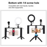 Puluz 4 in 1 vlogging live send 4,6 cm 12 cm ring led selfie licht smartphone video rig griff stabilizer aluminiumhalter kits mit mikrofon + stativ montage + kaltschuh stativ stativ – Bild 6