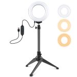 PULUZ 4,7 Zoll 12 cm USB 3 Modi Dimmbarer LED-Ring Vlogging Fotografie Videolichter + Desktop-Stativhalter mit Kaltschuh-Stativ-Kugelkopf