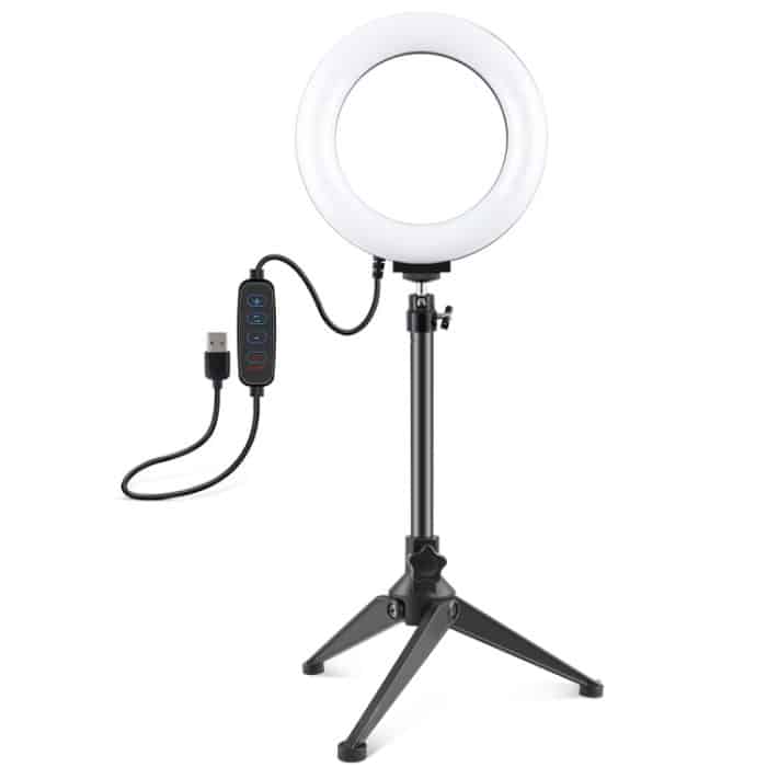 PULUZ 6,2 Zoll 16 cm USB 3 Modi Dimmbarer LED-Ring Vlogging Fotografie Videolichter + Desktop-Stativhalter mit Kaltschuh-Stativkugelkopf – Bild 2