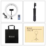 PULUZ 1.1m Stativhalterung + 10,2 Zoll 26cm RGBW LED Ring Vlogging Videolicht Live Broadcast Kits mit Fernbedienung und Kaltschuh Stativ Kugelkopf & Telefonklemme (schwarz) – Bild 13