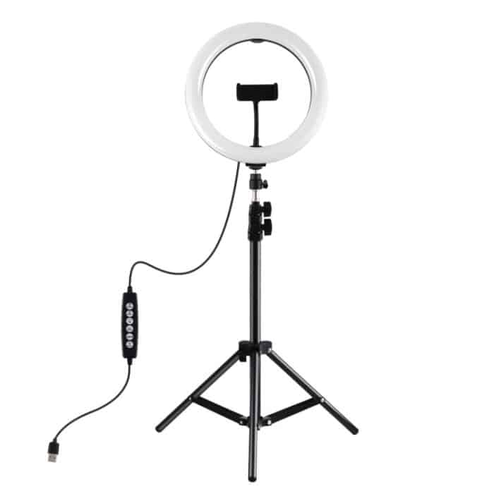 PULUZ 1.1m Stativhalterung + 10,2 Zoll 26cm RGBW LED Ring Vlogging Videolicht Live Broadcast Kits mit Kaltschuh Stativ Kugelkopf & Telefonklemme – Bild 2