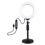 PULUZ 6,2 Zoll 16 cm USB 10 Modi 8 Farben RGBW Dimmbare LED-Ring-Vlogging-Fotografie-Videoleuchten + Desktop-Halterung mit rundem Sockel und Kaltschuh-Stativ-Kugelkopf, 6.2 inch RGBW+Desktop Mount – Bild 2