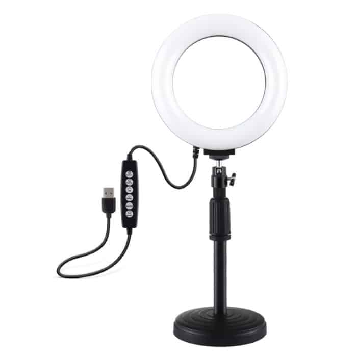 PULUZ 6,2 Zoll 16 cm USB 10 Modi 8 Farben RGBW Dimmbare LED-Ring-Vlogging-Fotografie-Videoleuchten + Desktop-Halterung mit rundem Sockel und Kaltschuh-Stativ-Kugelkopf, 6.2 inch RGBW+Desktop Mount – Bild 2