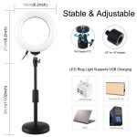 PULUZ 6,2 Zoll 16 cm USB 10 Modi 8 Farben RGBW Dimmbare LED-Ring-Vlogging-Fotografie-Videoleuchten + Desktop-Halterung mit rundem Sockel und Kaltschuh-Stativ-Kugelkopf, 6.2 inch RGBW+Desktop Mount – Bild 3