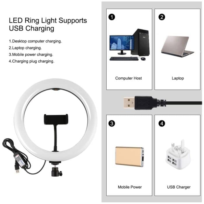 PULUZ 1,1 m Stativhalterung + 10,2 Zoll 26 cm gebogene Oberfläche RGBW-LED-Ring-Vlogging-Videoleuchte Live-Broadcast-Kits mit Fernbedienung und Telefonklemme – Bild 4
